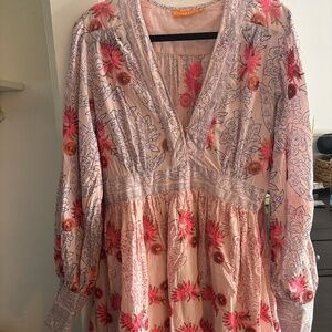 Oliphant V-Neck Mini Dress – Dunmore Pink | Embellished & Elegant - Size S